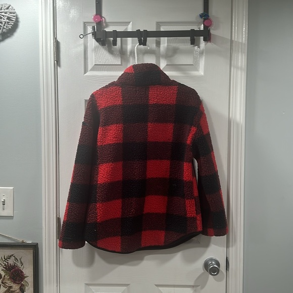 Women’s Sherpa Black & Red Checker Quarter Zip Fleece NWOT - Picture 4 of 5